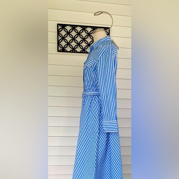 Free Assembly Women’s Stripped Blue and White Belted Midi Dress size S NWT - Picture 6 of 7